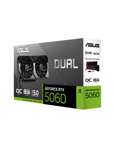 Graphics Card, ASUS, NVIDIA GeForce RTX 5060, 8 GB, GDDR7, 128 bit, PCIE 5.0 16x, Dual Slot Fansink, 1xHDMI, 3xDisplayPort, DUA