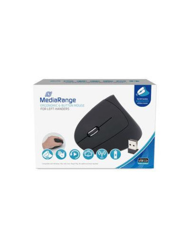 MOUSE USB OPTICAL WRL 6-BUTTON/LEFT BLACK MROS233 MEDIARANGE