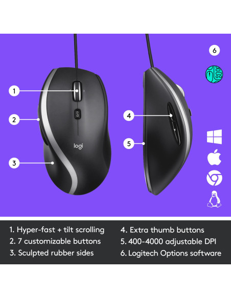 MOUSE USB OPTICAL M500S/BLACK 910-005784 LOGITECH MOUSE USB OPTICAL M500S/BLACK 910-005784 LOGITECH