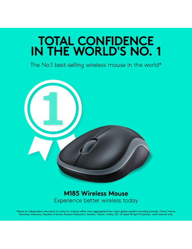 MOUSE USB OPTICAL WRL M185/GREY 910-002238 LOGITECH