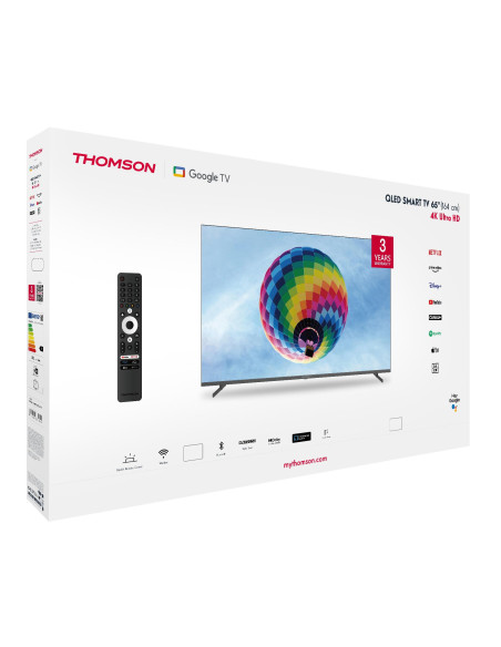 TV Set, THOMSON, 65", 4K/Smart, QLED, 3840x2160, Wireless LAN, Bluetooth, Google TV, Dark Grey, 65QG4S14 TV Set, THOMSON, 65", 4K/Smart, QLED, 3840x2160, Wireless LAN, Bluetooth, Google TV, Dark Grey, 65QG4S14