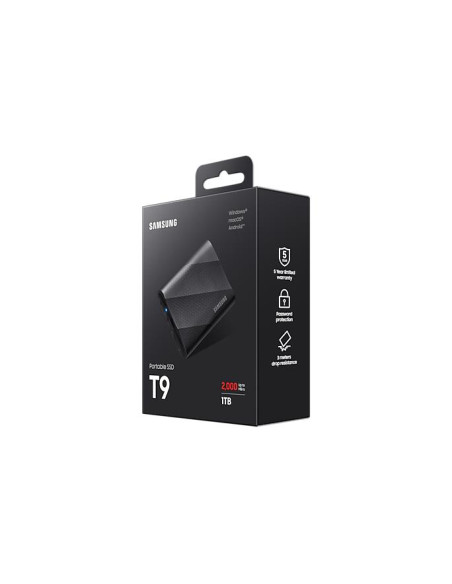 External SSD, SAMSUNG, T9, 1TB, USB 3.2, Write speed 1950 MBytes/sec, Read speed 2000 MBytes/sec, MU-PG1T0B/EU External SSD, SAMSUNG, T9, 1TB, USB 3.2, Write speed 1950 MBytes/sec, Read speed 2000 MBytes/sec, MU-PG1T0B/EU