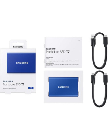 External SSD, SAMSUNG, T7, 1TB, USB 3.2, Write speed 1000 MBytes/sec, Read speed 1050 MBytes/sec, MU-PC1T0H/WW