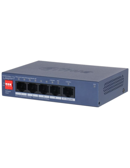 Switch, DAHUA, DH-CS4005-4ET1GT-36, Type L2, PoE ports 4, 40 Watts, CS4005-4ET1GT-36 Switch, DAHUA, DH-CS4005-4ET1GT-36, Type L2, PoE ports 4, 40 Watts, CS4005-4ET1GT-36