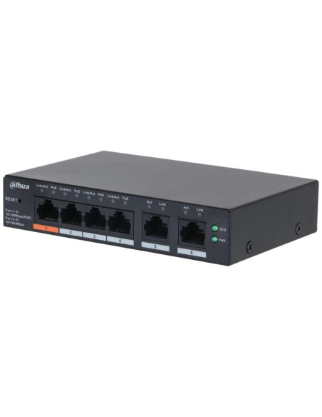 Switch, DAHUA, DH-CS4006-4ET2ET-60, Switch type Managed, Switch layer L2, 6xRJ-45 ports, RJ-45 Ports Type Gigabit Ethernet (10/