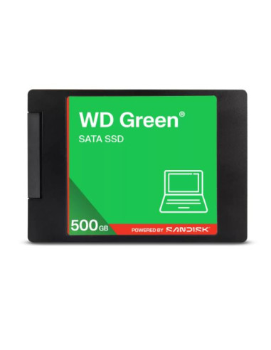 SSD, SANDISK, Green, 500GB, 3D NAND, Read speed 545 MBytes/sec, 2,5", MTBF 2000000 hours, WDS500G5G0A