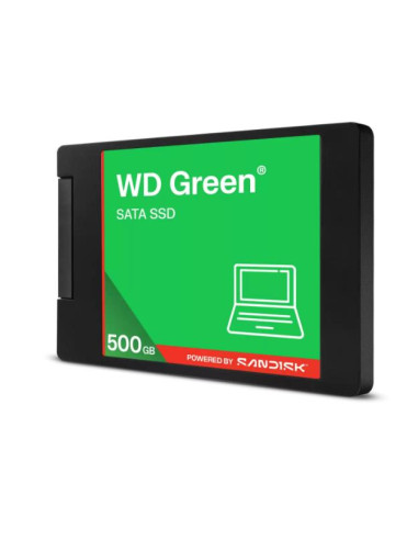 SSD, SANDISK, Green, 500GB, 3D NAND, Read speed 545 MBytes/sec, 2,5", MTBF 2000000 hours, WDS500G5G0A