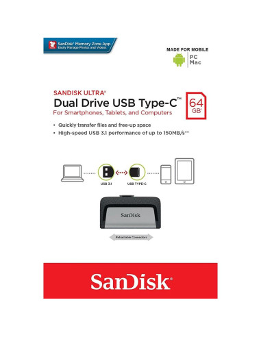 MEMORY DRIVE FLASH USB-C 64GB/SDDDC2-064G-G46 SANDISK