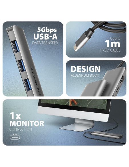 I/O HUB USB-C 5IN1/1M HMC-5H AXAGON