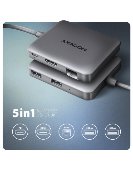 I/O HUB USB-C 5IN1 5GBPS/0.2M HMC-5HL AXAGON I/O HUB USB-C 5IN1 5GBPS/0.2M HMC-5HL AXAGON