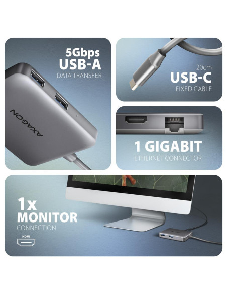 I/O HUB USB-C 5IN1 5GBPS/0.2M HMC-5HL AXAGON I/O HUB USB-C 5IN1 5GBPS/0.2M HMC-5HL AXAGON