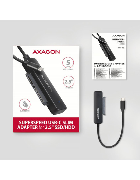 SSD ACC ADAPTER USB-C/SATA/5GBPS 0.2M ADSA-FP2C AXAGON