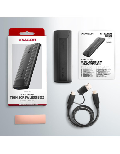SSD ACC ENCLOSURE M.2 NVME/SATA USB-C EEM2-GTS2 AXAGON