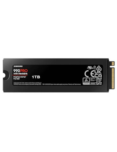 SSD, SAMSUNG, 990 PRO with Heatsink, 1TB, M.2, PCIE, NVMe, MLC, Write speed 6900 MBytes/sec, Read speed 7450 MBytes/sec, 2.3mm,