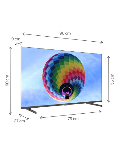 TV Set, THOMSON, 43", 4K/Smart, QLED, 3840x2160, Wireless LAN, Bluetooth, Google TV, Black, 43QG4S14