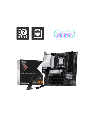 Mainboard, MSI, AMD B850, SAM5, Micro-ATX, Memory DDR5, Memory slots 4, PROB850M-PWIFI