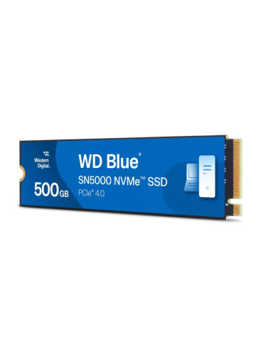SSD, WESTERN DIGITAL, Blue SN5000, 500GB, M.2, PCIe Gen4, NVMe, Write speed 4000 MBytes/sec, Read speed 5000 MBytes/sec, 2.38mm