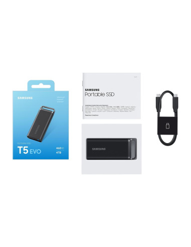 External SSD, SAMSUNG, T5 EVO, 4TB, USB 3.2, Write speed 460 MBytes/sec, Read speed 460 MBytes/sec, MU-PH4T0S/EU