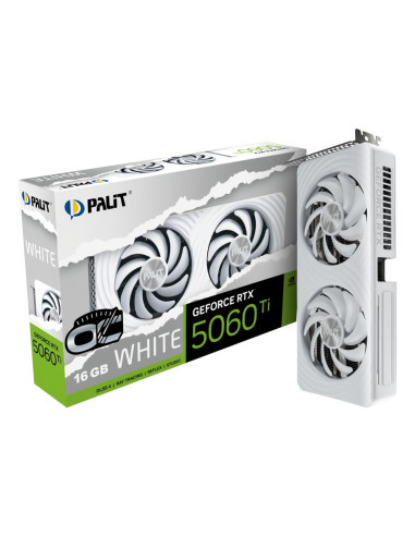 Graphics Card, PALIT, NVIDIA, GeForce RTX 5060 Ti, 2407 MHz, 16 GB, GDDR7, 128 bit, PCI Express 5.0, Active, NE7506TU19T1-GB206