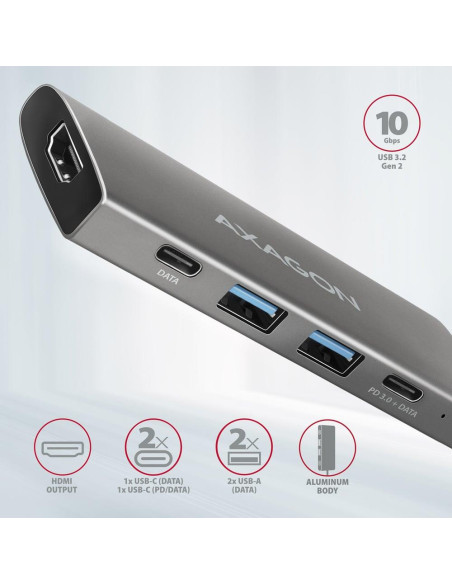 I/O HUB USB-C 5IN1/0.13M HMC-5G21 AXAGON