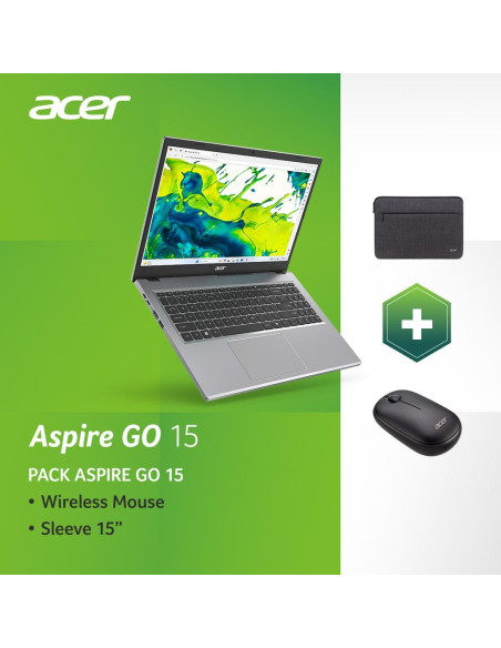 Notebook, ACER, Aspire, Go 15, CPU AMD RyzenT 7, 5825U, 2 GHz, 15.6 ", 1920 x 1080 pixels, RAM 16 GB, DDR4-SDRAM, Discrete grap