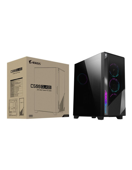 Case, GIGABYTE, AORUS C500 GLASS, MidiTower, Not included, ATX, EATX, MicroATX, MiniITX, Colour Black, GB-AC500GST
