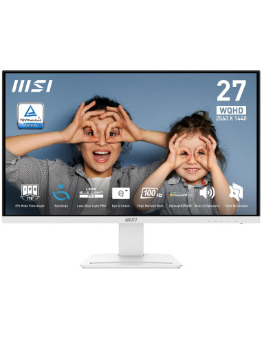 LCD Monitor, MSI, PRO MP273QW E2, 27", Business, Matte, 2560x1440, 16:9, 100Hz, 1 ms, Speakers, Colour White, PROMP273QWE2