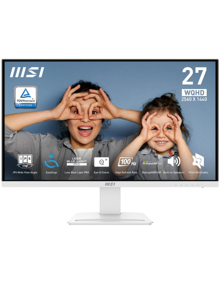 LCD Monitor, MSI, PRO MP273QW E2, 27", Business, Matte, 2560x1440, 16:9, 100Hz, 1 ms, Speakers, Colour White, PROMP273QWE2