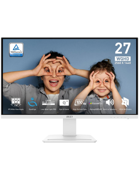 LCD Monitor, MSI, PRO MP273QW E2, 27", Business, Matte, 2560x1440, 16:9, 100Hz, 1 ms, Speakers, Colour White, PROMP273QWE2