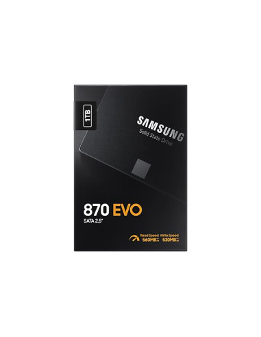 SSD, SAMSUNG, 870 EVO, 1TB, SATA, SATA 3.0, MLC, Write speed 530 MBytes/sec, Read speed 560 MBytes/sec, 2,5", TBW 600 TB, MTBF 