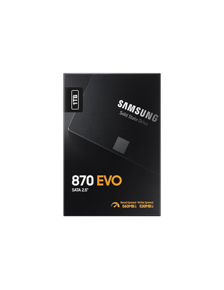 SSD, SAMSUNG, 870 EVO, 1TB, SATA, SATA 3.0, MLC, Write speed 530 MBytes/sec, Read speed 560 MBytes/sec, 2,5", TBW 600 TB, MTBF 