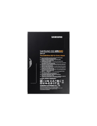 SSD, SAMSUNG, 870 EVO, 1TB, SATA, SATA 3.0, MLC, Write speed 530 MBytes/sec, Read speed 560 MBytes/sec, 2,5", TBW 600 TB, MTBF 