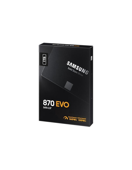 SSD, SAMSUNG, 870 EVO, 1TB, SATA, SATA 3.0, MLC, Write speed 530 MBytes/sec, Read speed 560 MBytes/sec, 2,5", TBW 600 TB, MTBF 