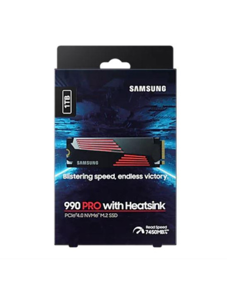 SSD, SAMSUNG, 990 PRO with Heatsink, 1TB, M.2, PCIE, NVMe, MLC, Write speed 6900 MBytes/sec, Read speed 7450 MBytes/sec, 2.3mm,