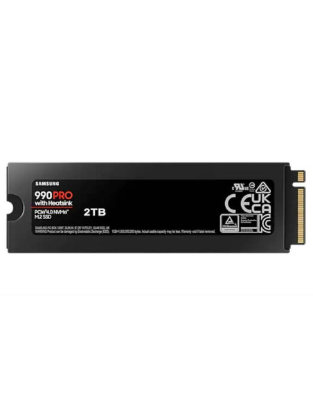 SSD, SAMSUNG, 990 PRO with Heatsink, 2TB, M.2, PCIE, NVMe, MLC, Write speed 6900 MBytes/sec, Read speed 7450 MBytes/sec, 2.3mm,