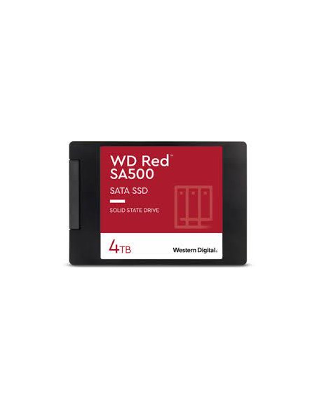SSD, WESTERN DIGITAL, Red SA500, 4TB, SATA 3.0, Write speed 520 MBytes/sec, Read speed 560 MBytes/sec, 2,5", TBW 500 TB, MTBF 1