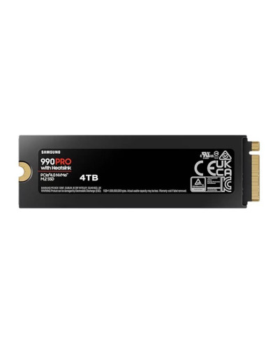 SSD, SAMSUNG, 990 PRO with Heatsink, 4TB, M.2, PCIe Gen4, NVMe, TLC, Write speed 6900 MBytes/sec, Read speed 7450 MBytes/sec, T
