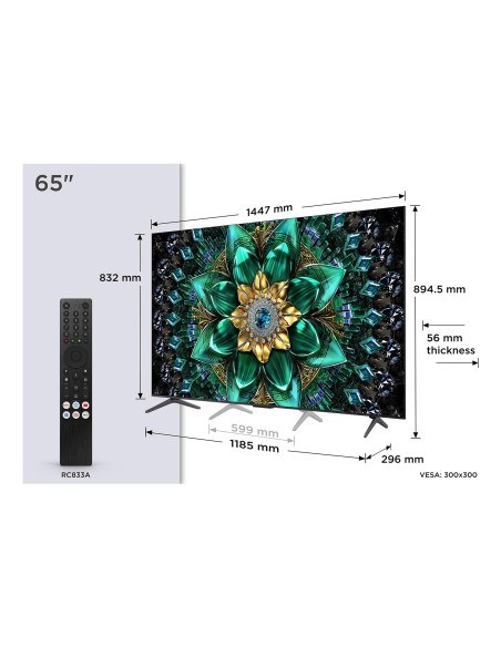 TV Set, TCL, 65 ", 4K Ultra HD, 3840 x 2160 pixels, Flat, 16:9, QD-Mini LED, 65Q6C