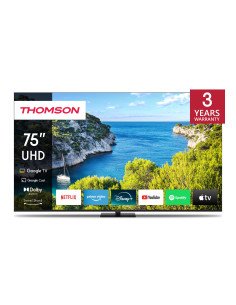 TV Set, THOMSON, 75", 4K/Smart, 3840x2160, Wireless LAN, Bluetooth, Google TV, Black, 75UG5C14