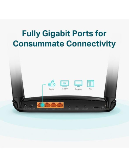 Wireless Router, TP-LINK, Wireless Router, 1200 Mbps, IEEE 802.11ac, 1 WAN, 3x10/100/1000M, ARCHERMR600