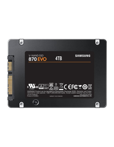 SSD, SAMSUNG, 870 EVO, 4TB, SATA, SATA 3.0, MLC, Write speed 530 MBytes/sec, Read speed 560 MBytes/sec, 2,5", TBW 2400 TB, MTBF