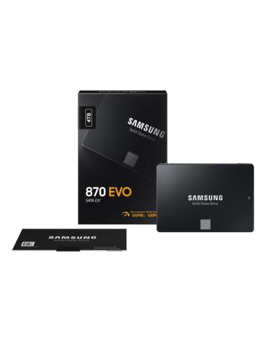SSD, SAMSUNG, 870 EVO, 4TB, SATA, SATA 3.0, MLC, Write speed 530 MBytes/sec, Read speed 560 MBytes/sec, 2,5", TBW 2400 TB, MTBF