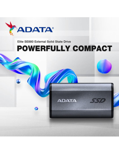 External SSD, ADATA, SE880, 500GB, USB-C, Write speed 2000 MBytes/sec, Read speed 2000 MBytes/sec, AELI-SE880-500GCGY