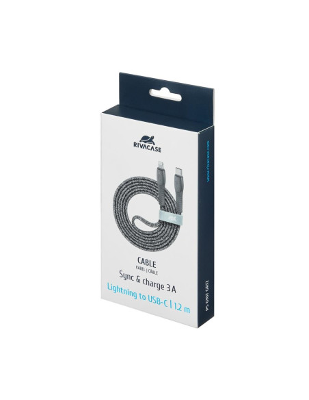 CABLE USB-C TO LIGHTNING 1.2M/GREY PS6107 GR12 RIVACASE