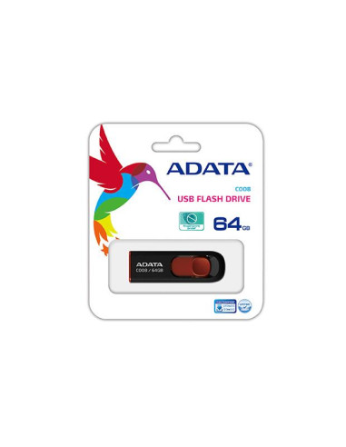 MEMORY DRIVE FLASH USB2 64GB/BLACK/RED AC008-64G-RKD ADATA