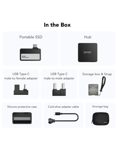 External SSD, LEXAR, SL400 with Hub, 1TB, Write speed 1000 MBytes/sec, Read speed 1050 MBytes/sec, LSL400S001T-RNBNG