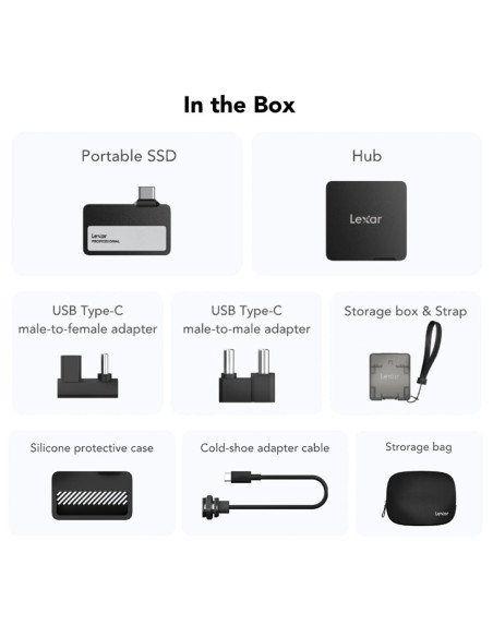 External SSD, LEXAR, SL400 with Hub, 1TB, Write speed 1000 MBytes/sec, Read speed 1050 MBytes/sec, LSL400S001T-RNBNG