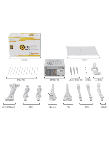 Power Supply, SEASONIC, CORE GX White, ATX, 750 W, SRP-CGX751-A5A32SF-W