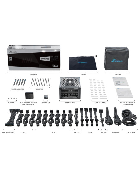 Power Supply, SEASONIC, PRIME PX ATX 3.0, 1600 Watts, Efficiency 80 PLUS PLATINIUM, MTBF 100000 hours, PRIME-PX-1600-ATX30
