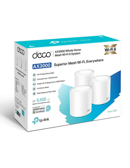 Wireless Router, TP-LINK, Wireless Router, 3-pack, 2900 Mbps, Mesh, Wi-Fi 6, 3x10/100/1000M, Number of antennas 2, DECOX50(3-PA